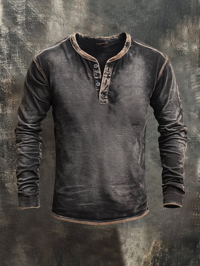 Heritage – Washed Color-Block Henley Shirt