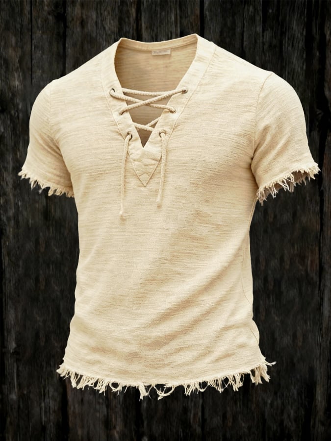 Heritage – Ethnic Cotton-Linen Short Sleeve T-Shirt