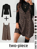 CRESSIDA™ – High Neck Top & Leopard Strap Skirt Two-Piece Set