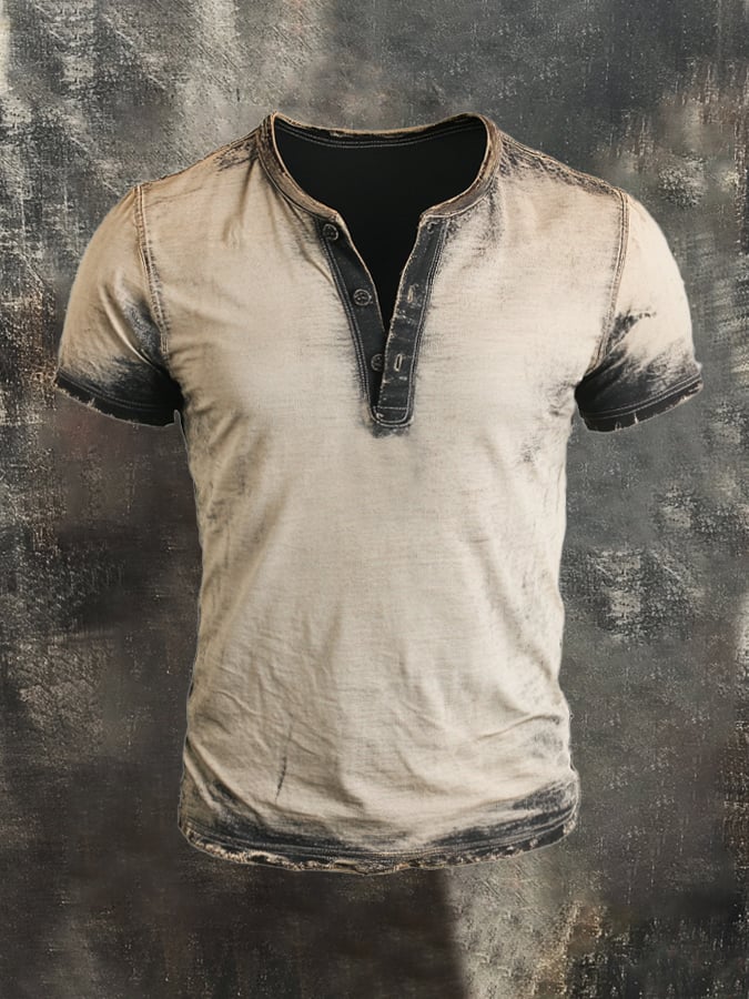 Heritage – Distressed Colorblock Henley Tee