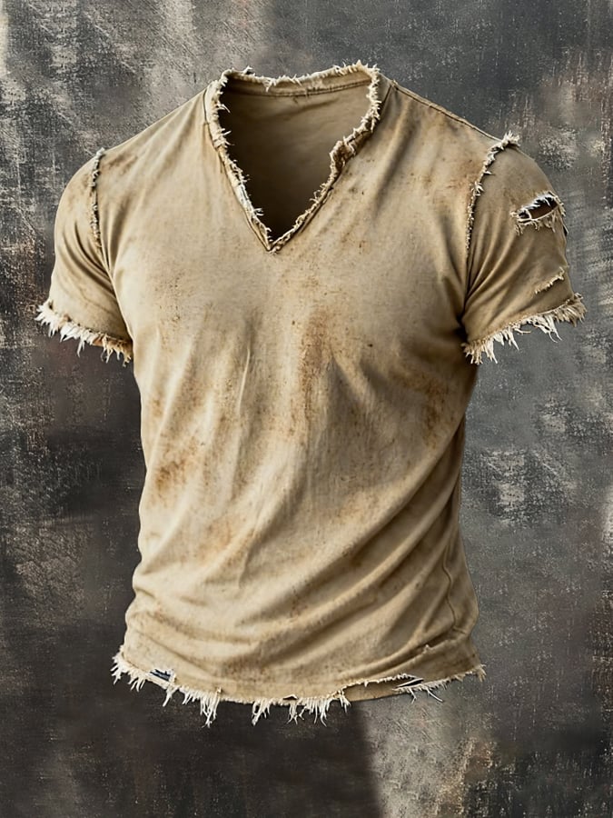 Heritage – Washed Cotton V-Neck Retro Tee