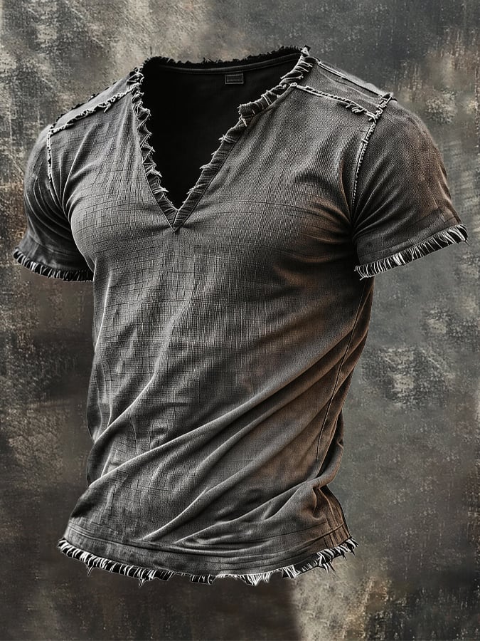 Heritage – Brushed Linen V-Neck Tee for Men