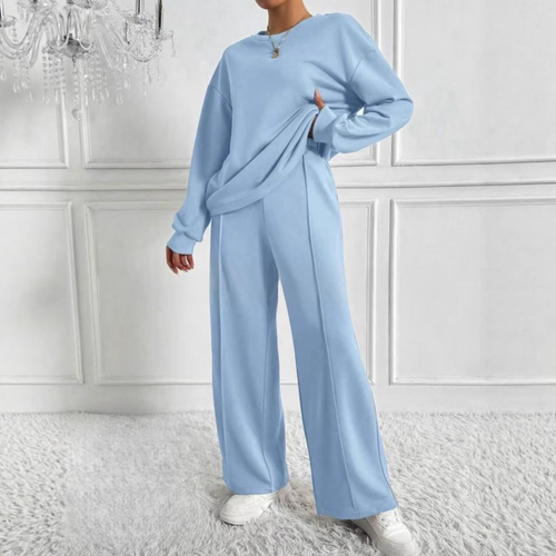 AMBRA™ - Casual Long Sleeve Sweatshirt and High Waist Pants Set