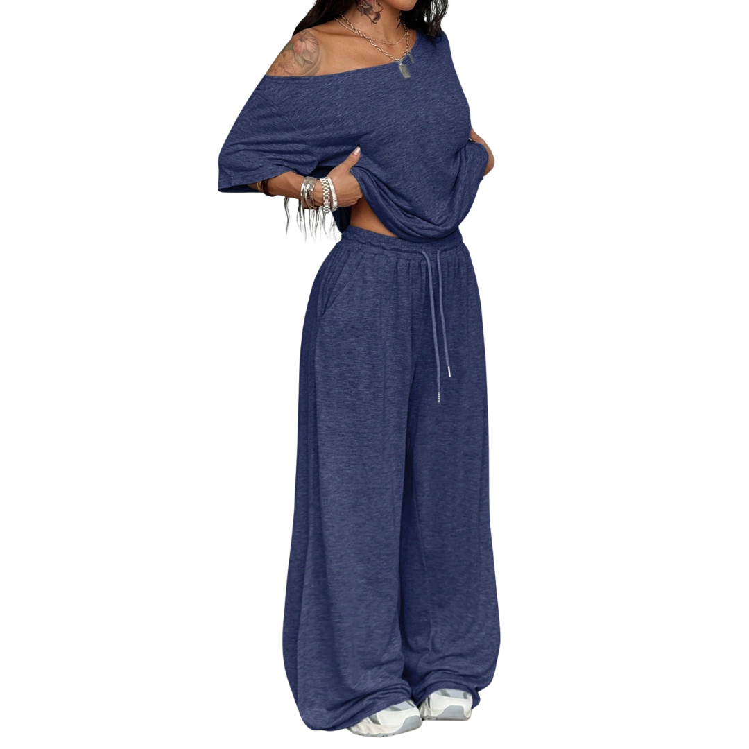 DARYN™ – Relaxed Off-Shoulder Wide Leg Two Piece Outfits