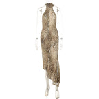 SABINA™ - Graceful Leopard Backless Sleeveless Maxi Dress