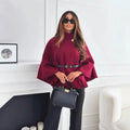 HATTIE™ - Cozy High Neck Buttoned Cape
