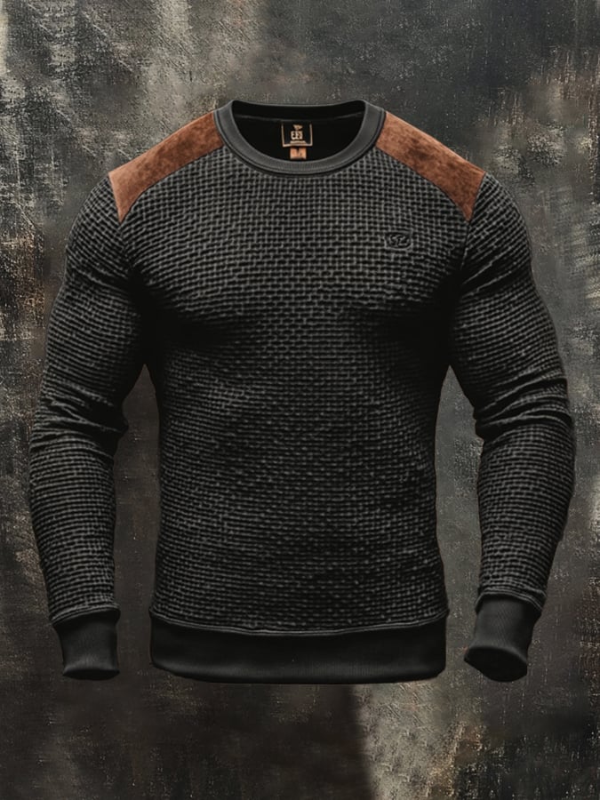 Heritage – Casual Waffle Knit Crewneck Sweatshirt