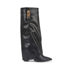 SARAH™ - 4-Inch Heel Suede Long Heeled Fold-Over Buckle Boots for Women Stylish Walking Shoes