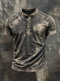 Heritage – Washed Color-Block Cotton Henley Tee